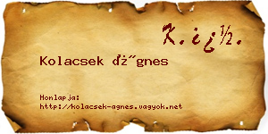 Kolacsek Ágnes névjegykártya