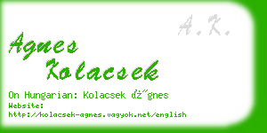 agnes kolacsek business card